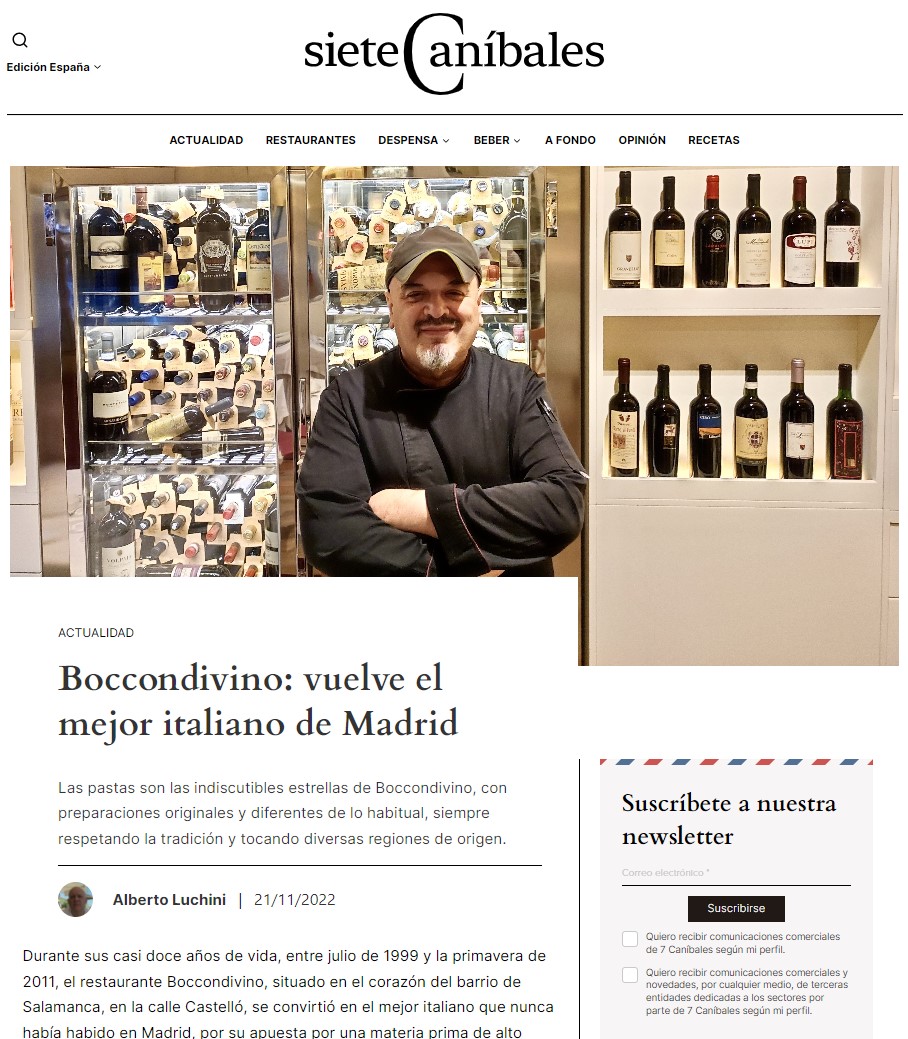Alberto Luchini sobre Boccondivino en 7 Caníbales